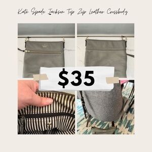 Kate Spade Jackson Top Zipper leather cross body bag - Gray